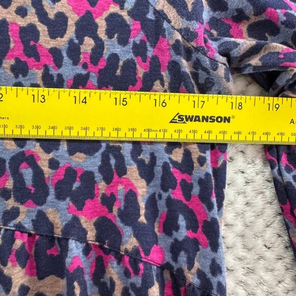 Pact Dress Womens S Purple Chetah Scoop Neck Elbow Flare Sleeve Knee Length - Picture 11 of 15